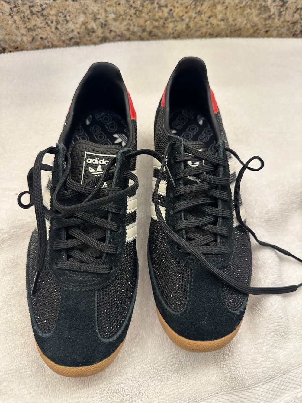 adidas Women's Black, White & Red Low-Top Sneakers